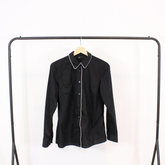 *SHEIN Black Button Down Blouse - Picture 4 of 7